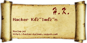 Hacker Kálmán névjegykártya